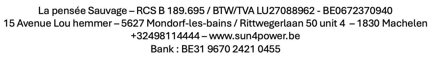 La pensée Sauvage / Sun4Power bedrijfsgegevens